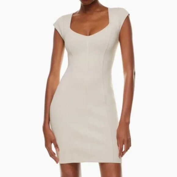 Aritzia Babaton Sculpt Knit Prestige Dress Matte Pearl White Size Small - Picture 1 of 6